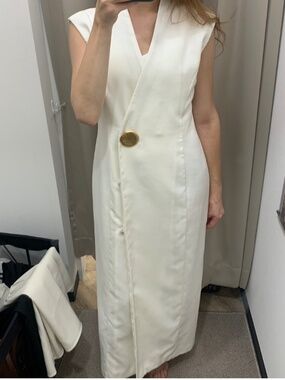 Snidel White Maxi Dress with Gold Detail – Japanese Brand